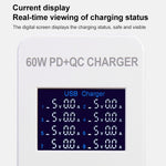 محطة شحن ذكية A8T بقدرة 60 واط مع 8 منافذ USB + QC3.0 + PD Type-C مع شاشة رقمية AC100-240V، قابس أسترالي، A8T قابس أسترالي