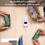 محطة شحن ذكية A8T بقدرة 60 واط مع 8 منافذ USB + QC3.0 + PD Type-C مع شاشة رقمية AC100-240V، قابس أوروبي، A8T قابس أوروبي