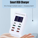 محطة شحن ذكية A8T بقدرة 60 واط مع 8 منافذ USB + QC3.0 + PD Type-C مع شاشة رقمية AC100-240V، قابس بريطاني، A8T قابس بريطاني