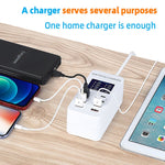 محطة شحن ذكية A8T بقدرة 60 واط مع 8 منافذ USB + QC3.0 + PD Type-C مع شاشة رقمية AC100-240V، قابس بريطاني، A8T قابس بريطاني