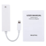 كابل محول شبكة إيثرنت LAN NK107A1 8 دبابيس إلى RJ45 لسلسلة iPhone / iPad، الطول الكلي: 16 سم