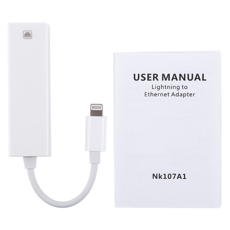 كابل محول شبكة إيثرنت LAN NK107A1 8 دبابيس إلى RJ45 لسلسلة iPhone / iPad، الطول الكلي: 16 سم