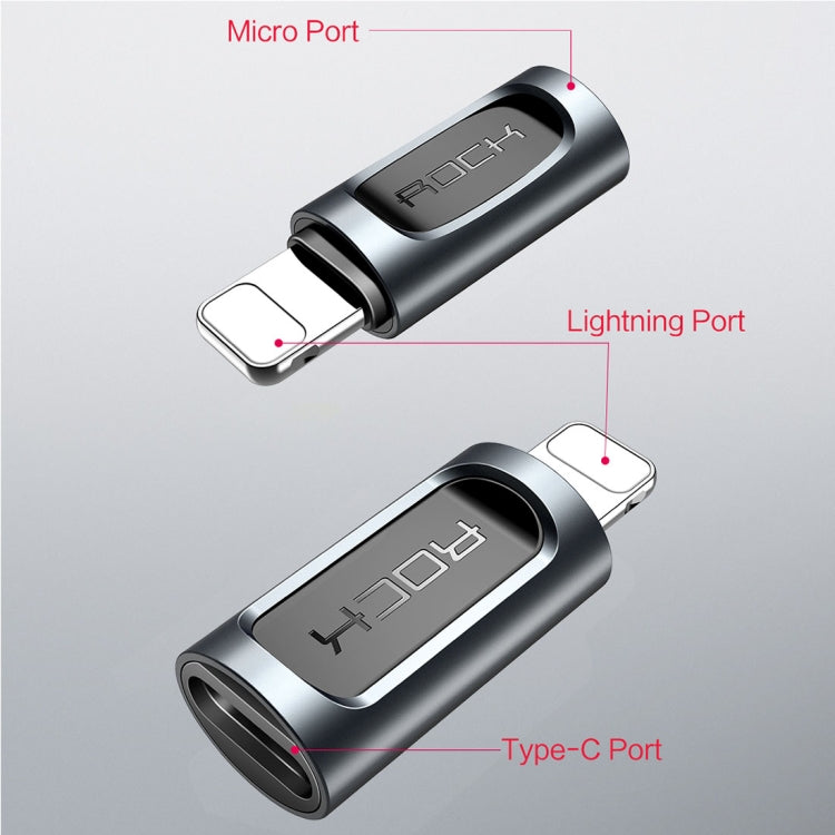 محول سماعة أذن محمول ROCK 2.1A من USB-C/تايب-سي إلى 8 دبابيس