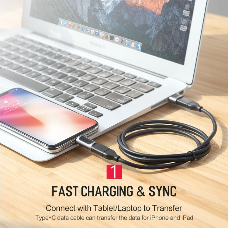 محول سماعة أذن محمول ROCK 2.1A من USB-C/تايب-سي إلى 8 دبابيس