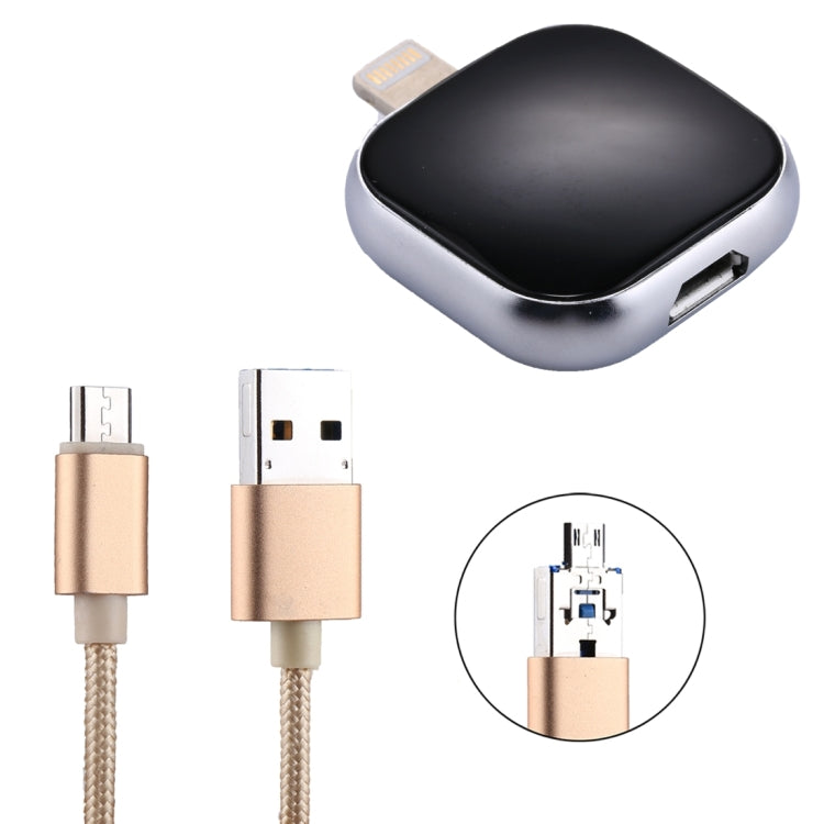 RQW-18S فلاش درايف متعدد الوظائف 8 بن بسعة 64 جيجابايت مع كابل USB / Micro USB إلى Micro USB، RQW-18S أسود