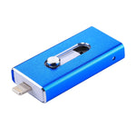RQW-02 فلاش درايف 3 في 1 USB 2.0 و 8 بن وMicro USB بسعة 32 جيجابايت، RQW-02 أزرق