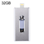 محرك فلاش USB 2.0 و8 Pin وMicro USB 3 في 1 بسعة 32GB، RQW-02 فضي