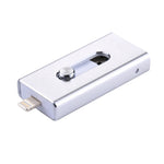 محرك فلاش USB 2.0 و8 Pin وMicro USB 3 في 1 بسعة 32GB، RQW-02 فضي