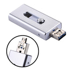 محرك فلاش USB 2.0 و8 Pin وMicro USB 3 في 1 بسعة 32GB، RQW-02 فضي