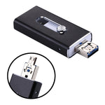 محرك فلاش USB 2.0 و8 Pin وMicro USB 3 في 1 بسعة 64GB، RQW-02 أسود