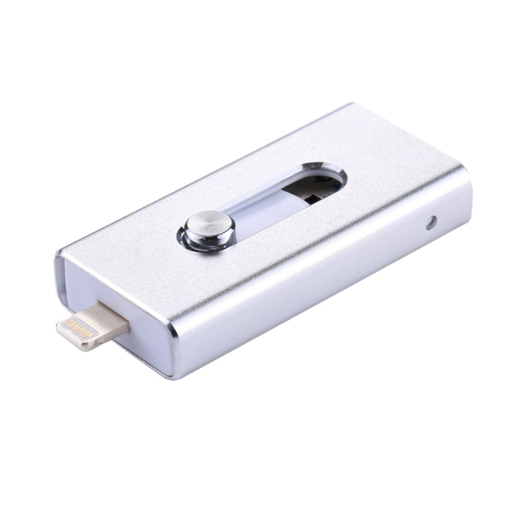 محرك فلاش USB 2.0 و8 Pin وMicro USB 3 في 1 بسعة 64GB، RQW-02 فضي