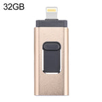 محرك فلاش USB 2.0 و8 Pin وMicro USB 3 في 1 بسعة 32GB، easyflash RQW-01B ذهبي