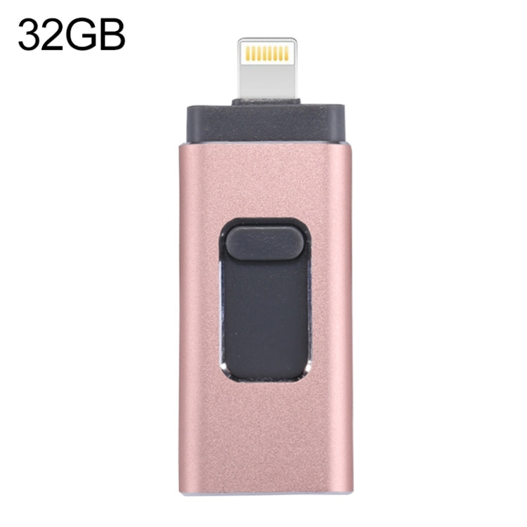 محرك فلاش USB 2.0 و8 Pin وMicro USB 3 في 1 بسعة 32GB، easyflash RQW-01B روز جولد