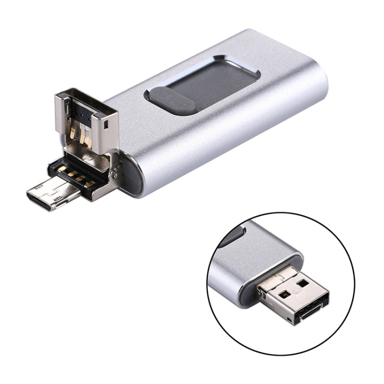 ذاكرة فلاش easyflash RQW-01B 3 في 1 USB 2.0 و 8 دبابيس و Micro USB بسعة 32GB، RQW-01B فضي