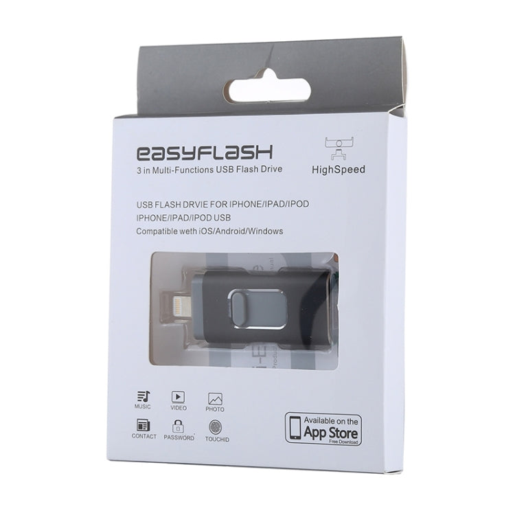 ذاكرة فلاش easyflash RQW-01B 3 في 1 USB 2.0 و 8 دبابيس و Micro USB بسعة 64GB، RQW-01B أسود