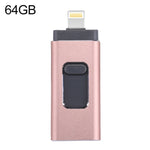 ذاكرة فلاش easyflash RQW-01B 3 في 1 USB 2.0 و 8 Pin و Micro USB بسعة 64 جيجابايت، RQW-01B ذهبي وردي