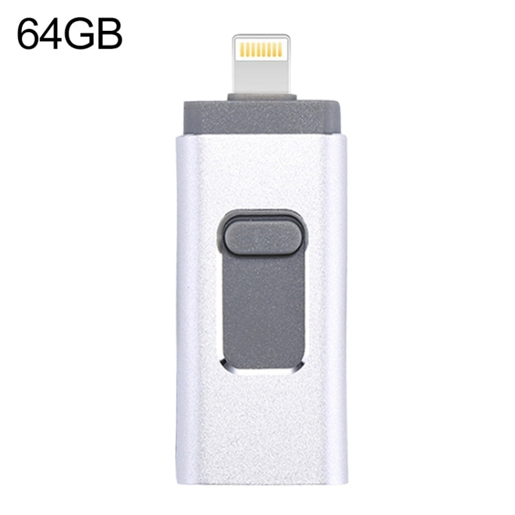 ذاكرة فلاش easyflash RQW-01B 3 في 1 USB 2.0 و 8 دبابيس و Micro USB بسعة 64GB، RQW-01B فضي