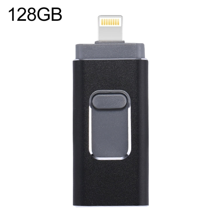 ذاكرة فلاش easyflash RQW-01B 3 في 1 USB 2.0 و 8 دبابيس و Micro USB بسعة 128GB، RQW-01B أسود