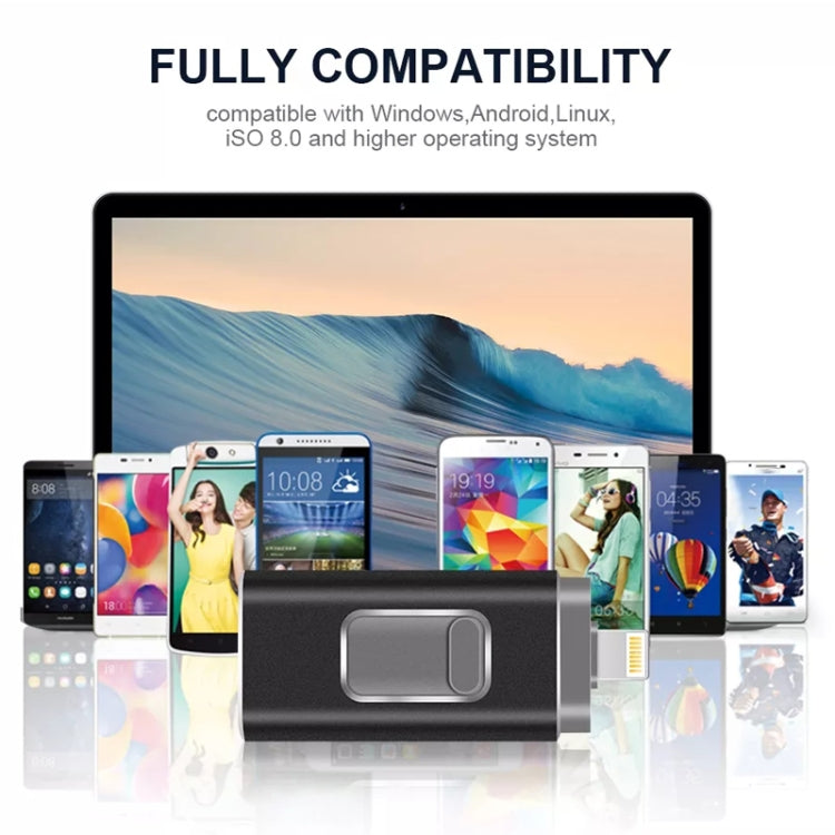 ذاكرة فلاش easyflash RQW-01B 3 في 1 USB 2.0 و 8 دبابيس و Micro USB بسعة 128GB، RQW-01B أسود