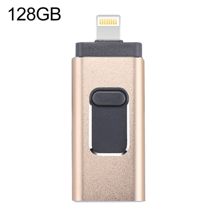 ذاكرة فلاش easyflash RQW-01B 3 في 1 USB 2.0 و 8 دبابيس و Micro USB بسعة 128GB، RQW-01B ذهبي