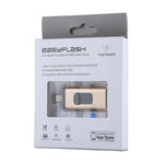ذاكرة فلاش easyflash RQW-01B 3 في 1 USB 2.0 و 8 دبابيس و Micro USB بسعة 128GB، RQW-01B ذهبي