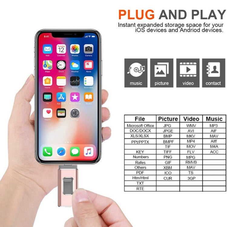 ذاكرة فلاش easyflash RQW-01B 3 في 1 USB 2.0 و 8 دبابيس و Micro USB بسعة 128GB، RQW-01B ذهبي