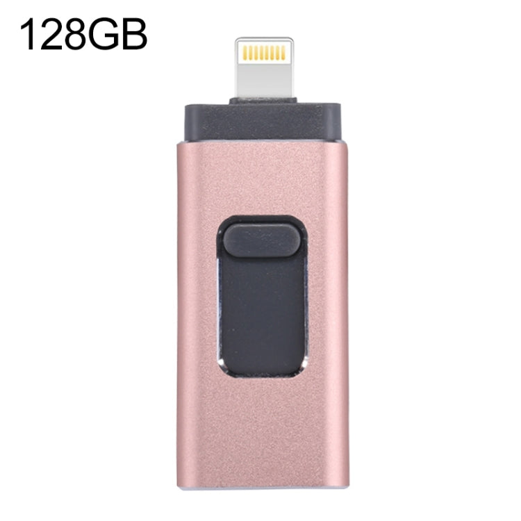 ذاكرة فلاش easyflash RQW-01B 3 في 1 USB 2.0 و 8 دبابيس و Micro USB بسعة 128GB، RQW-01B وردي ذهبي