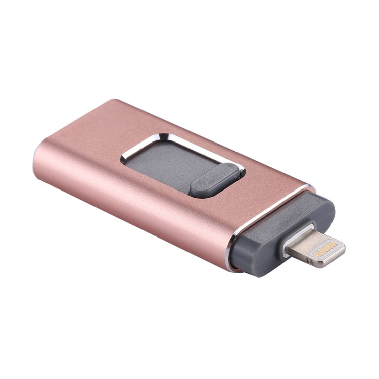 ذاكرة فلاش easyflash RQW-01B 3 في 1 USB 2.0 و 8 دبابيس و Micro USB بسعة 128GB، RQW-01B وردي ذهبي