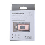 ذاكرة فلاش easyflash RQW-01B 3 في 1 USB 2.0 و 8 دبابيس و Micro USB بسعة 128GB، RQW-01B وردي ذهبي