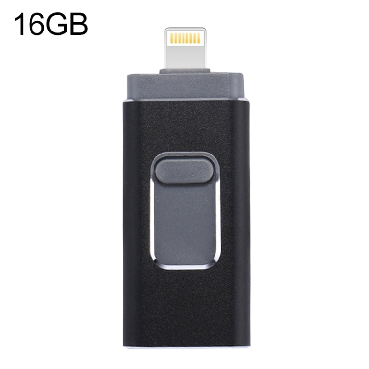 محرك فلاش USB 2.0 و8 Pin وMicro USB 3 في 1 بسعة 16GB، easyflash RQW-01B أسود، ذهبي، روز جولد، فضي