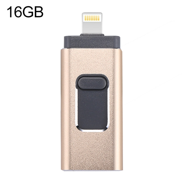 محرك فلاش USB 2.0 و8 Pin وMicro USB 3 في 1 بسعة 16GB، easyflash RQW-01B أسود، ذهبي، روز جولد، فضي