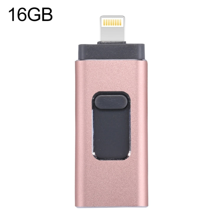 محرك فلاش USB 2.0 و8 Pin وMicro USB 3 في 1 بسعة 16GB، easyflash RQW-01B أسود، ذهبي، روز جولد، فضي