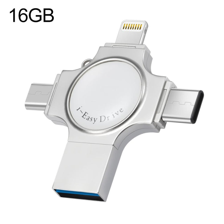 ذاكرة فلاش RQW-11S 4 في 1 USB 2.0 و 8 دبابيس و Micro USB و USB-C / Type-C بسعة 16GB، RQW-11S