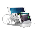 محطة شحن ذكية ORICO DUK-5P بقوة 40W مع 5 منافذ USB وحامل للهاتف والتابلت، قابس الاتحاد الأوروبي