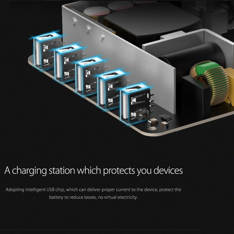 محطة شحن ذكية ORICO DUK-5P بقوة 40W مع 5 منافذ USB وحامل للهاتف والتابلت، قابس الاتحاد الأوروبي