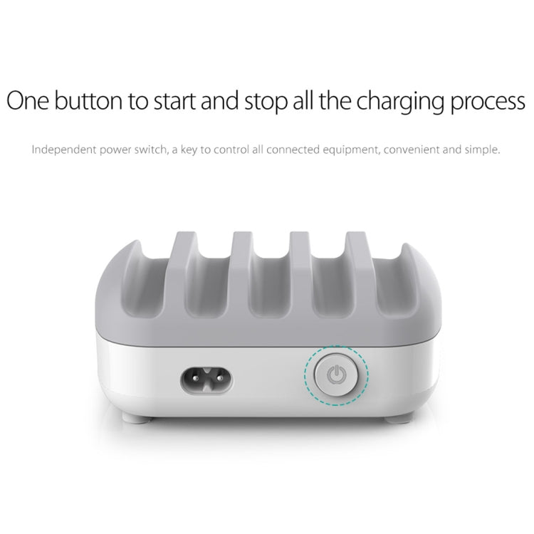 محطة شحن ذكية ORICO DUK-5P بقوة 40W مع 5 منافذ USB وحامل للهاتف والتابلت، قابس الاتحاد الأوروبي