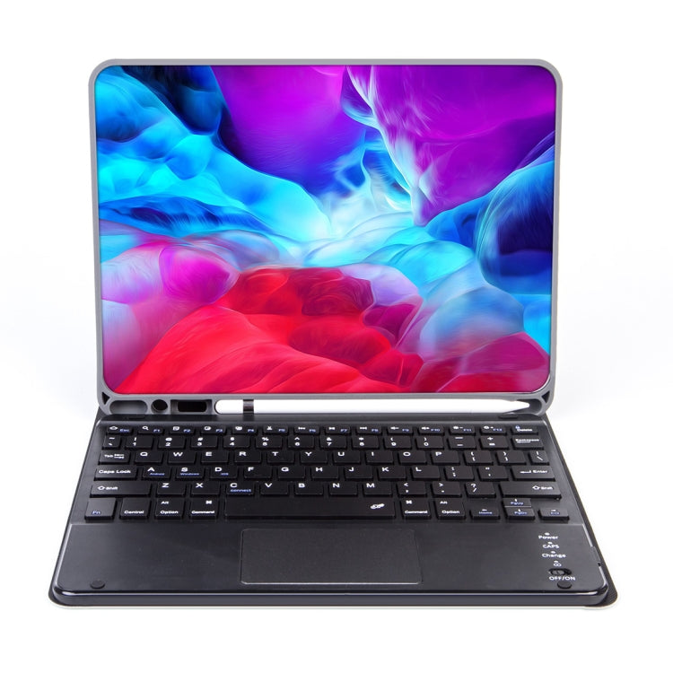 غطاء لوحي X-11BC من الجلد بنسيج عادي مع لوحة مفاتيح Bluetooth قابلة للفصل لجهاز iPad Pro مقاس 11 بوصة 2020 / 2018، مع لوحة لمس وفتحة قلم
