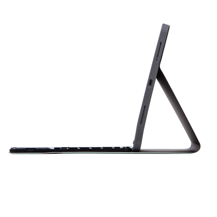 غطاء لوحي X-11BC من الجلد بنسيج عادي مع لوحة مفاتيح Bluetooth قابلة للفصل لجهاز iPad Pro مقاس 11 بوصة 2020 / 2018، مع لوحة لمس وفتحة قلم