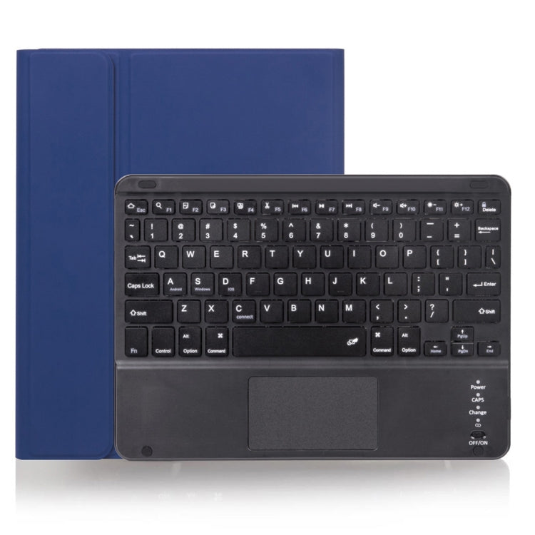 غطاء لوحي X-11BC من الجلد بنسيج عادي مع لوحة مفاتيح Bluetooth قابلة للفصل لجهاز iPad Pro مقاس 11 بوصة 2020 / 2018، مع لوحة لمس وفتحة قلم