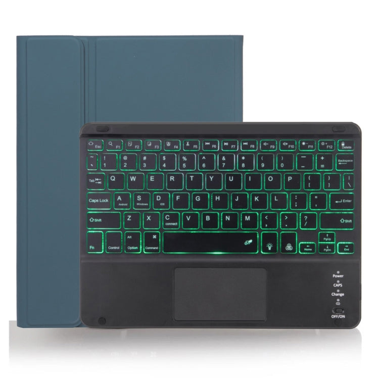 غطاء لوحي X-11BCS من الجلد بنسيج عادي مع لوحة مفاتيح Bluetooth قابلة للفصل لجهاز iPad Pro مقاس 11 بوصة 2020 / 2018، مع لوحة لمس وفتحة قلم وإضاءة خلفية