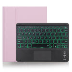غطاء لوحي X-11BCS من الجلد بنسيج عادي مع لوحة مفاتيح Bluetooth قابلة للفصل لجهاز iPad Pro مقاس 11 بوصة 2020 / 2018، مع لوحة لمس وفتحة قلم وإضاءة خلفية