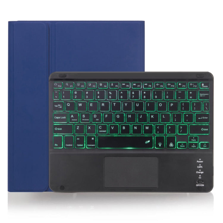 غطاء لوحي X-11BCS من الجلد بنسيج عادي مع لوحة مفاتيح Bluetooth قابلة للفصل لجهاز iPad Pro مقاس 11 بوصة 2020 / 2018، مع لوحة لمس وفتحة قلم وإضاءة خلفية