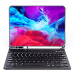 غطاء لوحي بلوحة مفاتيح بلوتوث قابلة للفصل بنسيج جلدي ناعم موديل X-11BS لجهاز iPad Pro 11 بوصة 2020 / 2018، مع فتحة وقلم وإضاءة خلفية، لوحة مفاتيح سوداء