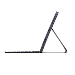 غطاء لوحي بلوحة مفاتيح بلوتوث قابلة للفصل بنسيج جلدي ناعم موديل X-11BS لجهاز iPad Pro 11 بوصة 2020 / 2018، مع فتحة وقلم وإضاءة خلفية، لوحة مفاتيح سوداء