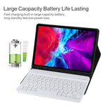 TG11B Detachable Bluetooth White Keyboard + Microfiber Leather Tablet Case for iPad Pro 11 inch (2020), with Pen Slot & Holder, White Keyboard