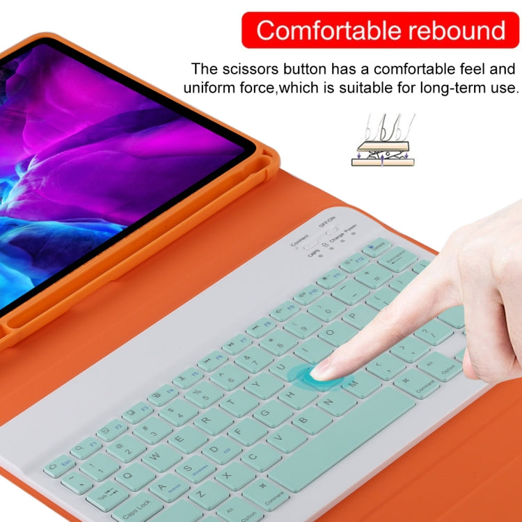 لوحة مفاتيح بلوتوث خضراء قابلة للفصل + حافظة تابلت جلدية من الألياف الدقيقة لجهاز iPad Pro 11 بوصة (2020)، مع فتحة قلم وحامل، لوحة مفاتيح خضراء