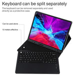 لوحة مفاتيح بلوتوث سوداء قابلة للفصل حافظة تابلت جلدية من الألياف الدقيقة لجهاز iPad Pro 12.9 بوصة (2020)، مع حامل، لوحة مفاتيح سوداء