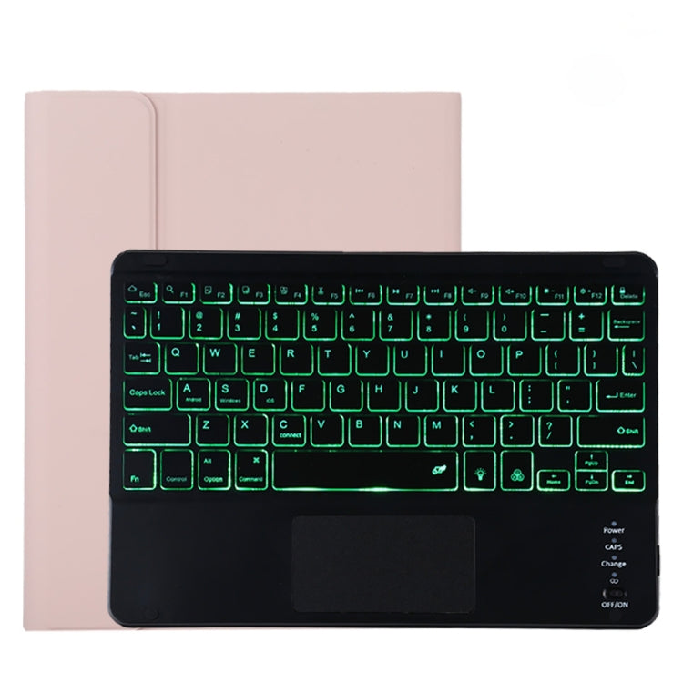 غطاء لوحي من الجلد الميكروفايبر مع لوحة مفاتيح بلوتوث قابلة للفصل موديل TG11BCS لجهاز iPad Pro 11 بوصة (2020)، مع إضاءة خلفية ولوحة لمس وفتحة وقلم، لوحة مفاتيح سوداء