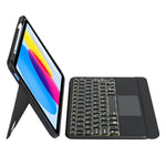 حافظة جلد مع لوحة مفاتيح بلوتوث من نوع تقسيم مع إضاءة خلفية ولمس لجهاز iPad 11 2025 / iPad الجيل العاشر 10.9 2022، T10-A