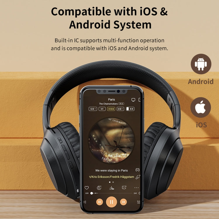 سماعة رأس لاسلكية ROCK Space O2 HiFi بتقنية البلوتوث 5.0 مع ميكروفون، تدعم بطاقة TF، Space O2